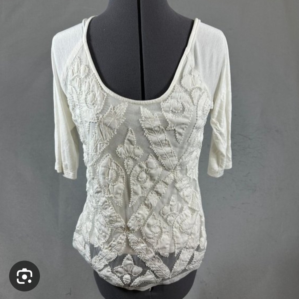 NWT Buckle White Embroidered Beaded Blouse